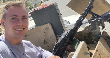 Miles Routledge, 23, first grabbed headlines during the Taliban take-over of Afghanistan last year when he went on