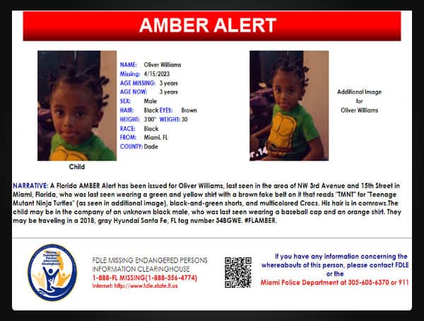 Florida Amber Alert: 3-Year-Old Oliver Williams