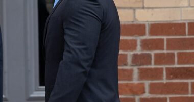 PC Joseph McCabe (pictured) has been sentenced for sexually assaulting a woman after he pulled her out of her bed by her hair