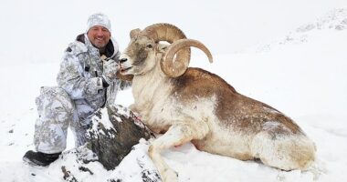 Jason Keith Bruce, 49, pictured with one of his big game hunting trophies, is facing up to 25 years in prison after allegedly attempting to smuggle endangered species