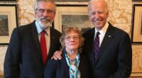 Pictured: US President Joe Biden with Gerry Adams and IRA terrorist Rita O'Hare back in September 2017