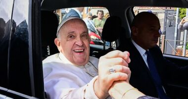 Pope Francis left Gemelli Polyclinic this morning following a three-day stay