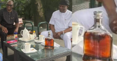 Reactions as Whiskey Of Over N5 Million was Spotted on Wike and Fayose’s Table