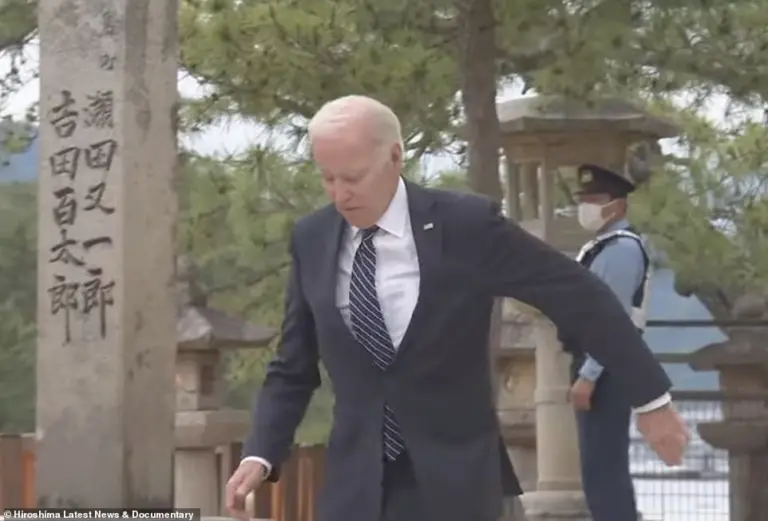 Biden, 80, trips as he walks down steps of Itsukushima Shrine amid G7