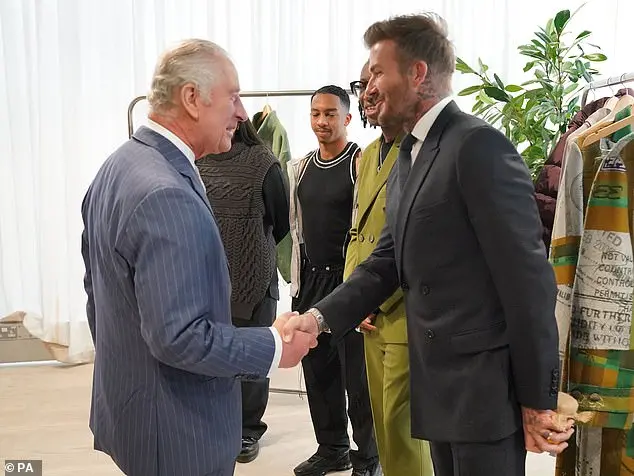 King Charles meets Woody Harrelson and David Beckham at a British Fashion Council event