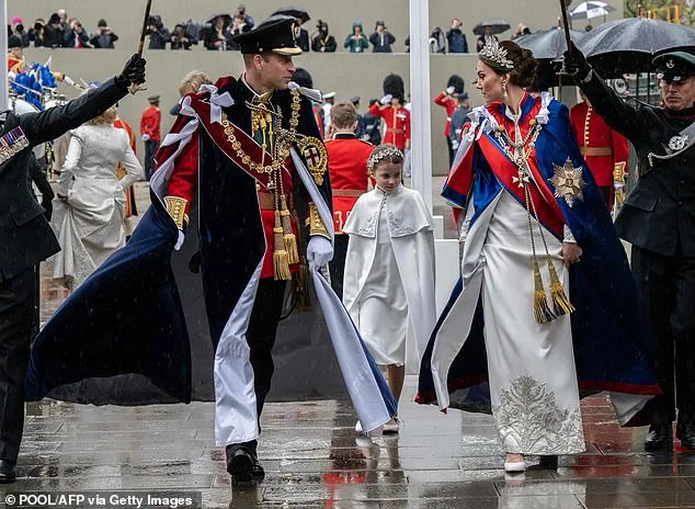Prince William glances at Kate with a look of love as the couple enter Westminster Abbey