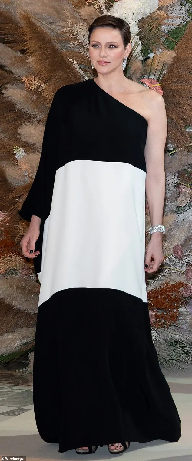 Princess Charlene of Monaco attends Grand Prix Gala Dinner in chic black and white gown