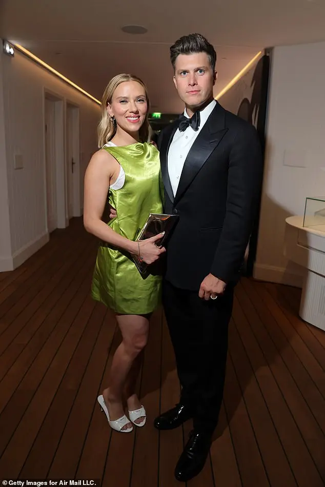 Scarlett Johansson exudes glamour in lime green dress at Air Mail Party in Cannes with husband Colin