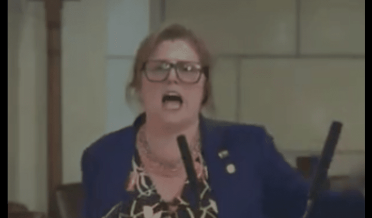WATCH: Nebraska Dem Flips out During Trans Debate, as Activists Throw Tampons, Assault Police at Capitol