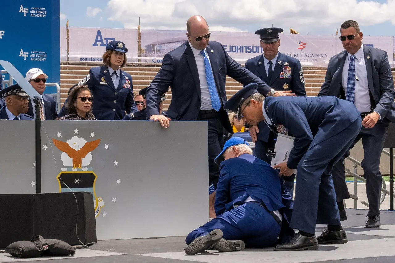 Biden says he got ‘sandbagged’ after he tripped and fell onstage at Air Force graduation