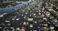 Streets are flooded in Kherson, Ukraine, Wednesday, June 7, 2023 after the walls of the Kakhovka dam collapsed