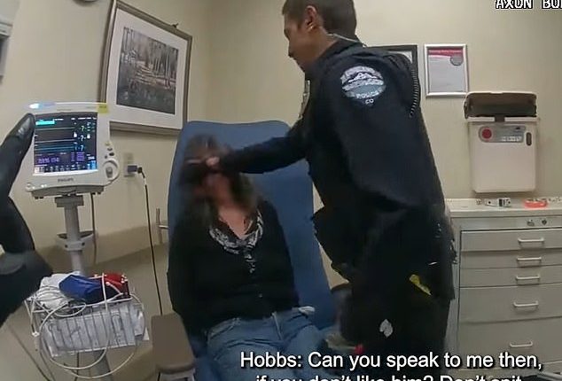 Russell Maranto, 28, a Colorado police officer has been fired after being captured on bodycam punching a handcuffed woman directly in the face