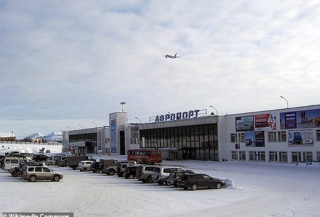 The plane was forced to land at Sokol Airport, pictured here, in the far east of the country