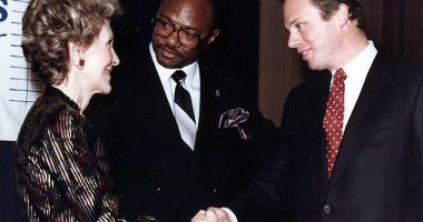 Thomas J. Baker has been highly critical of the culture under director Christopher Wray and the ¿abuses¿ of power by federal law enforcement. He is pictured right with Nancy Reagan