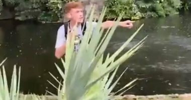 TAMPA, Fla - A man visiting Busch Gardens Tampa Bay decided to jump into the alligator enclosure and mimic the late Crocodile Hunter on Wednesday.