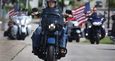 Former Vice President Mike Pence donned a leather vest and jeans as he joined a column of about 200 bikers in Des Moines, Iowa, on Saturday at a gathering of 2024 hopefuls