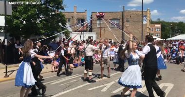 Traditional German-style Maifest Chicago festival in Lincoln Square celebrates arrival of spring