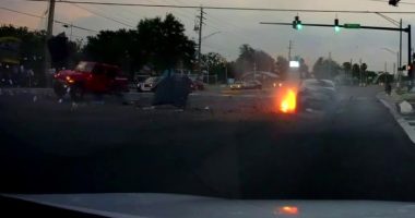 Video shows car slamming into multiple vehicles during apparent JSO pursuit on Westside