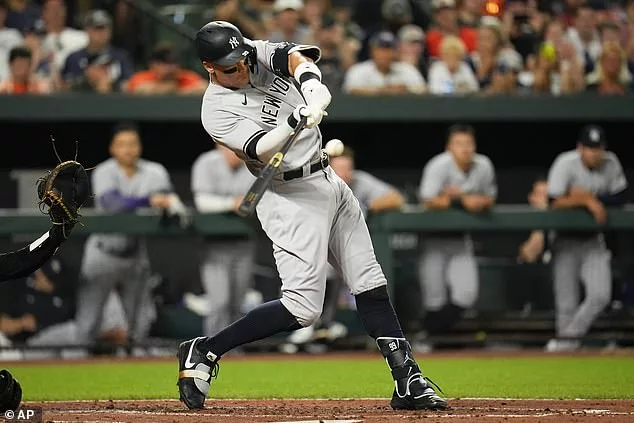 Aaron Judge took a high fastball the distance in Baltimore for his first home run since his return