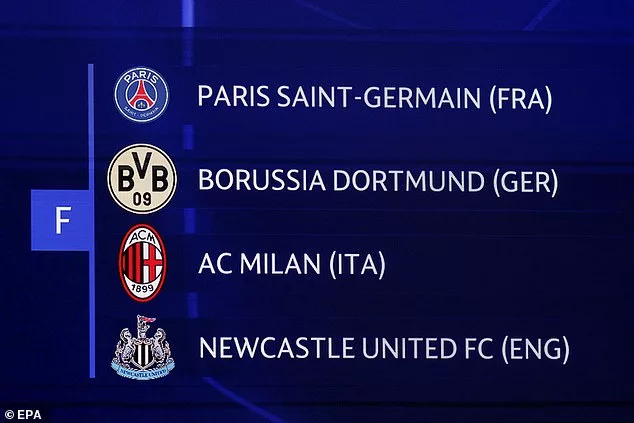 Newcastle were handed a tough task on their return to the Champions League in Group F