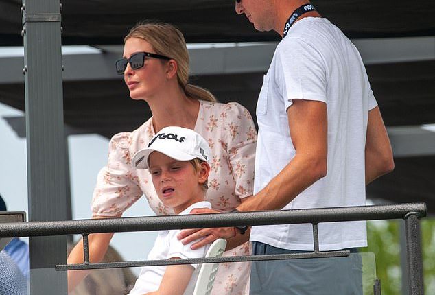 Ivanka Trump and husband Jared both had a clothes change while attending the final round of the golf tournament hosted by her father and former President Donald Trump's New Jersey club