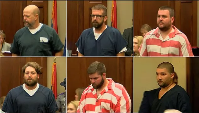 The officers were all charged in relation to the assault of Michael Corey Jenkins and Eddie Terrell Parker. (Top L-R) Brett McAlpin, Jeffrey Middleton, Christian Dedmon. (Bottom L-R) Hunter Elward, Daniel Opdyke, Joshua Hartfield