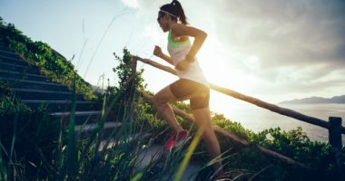 woman brisk stair climbing walking every day