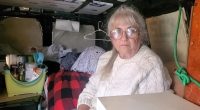 75-YEAR-OLD woman who has been forced to move into a VAN because she can't afford rent - despite working full time - lays bare brutal reality of her lifestyle, from desperately scrimping for food to using a tiny STOVE for heat
