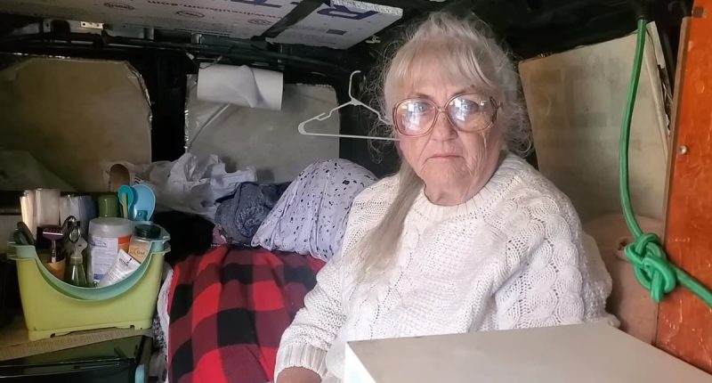 75-YEAR-OLD woman who has been forced to move into a VAN because she can't afford rent - despite working full time - lays bare brutal reality of her lifestyle, from desperately scrimping for food to using a tiny STOVE for heat