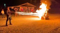 A flamethrower and comments about book burning ignite a political firestorm in Missouri