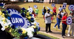 Auto workers expand their strike to 38 locations in 20 states. Official says Biden to show support