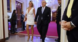 Senate Foreign Relations Committee Chairman Bob Menendez (D-NJ) and his wife Nadine Arslanian at the White House in May 2022 - both deny the corruption charges against them