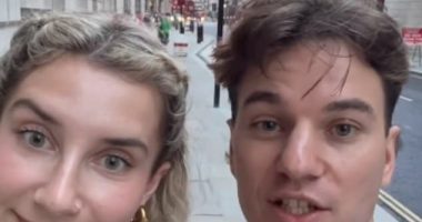 Canadian Matt Giffen (right) went to London with his British girlfriend (left) to try his first roast dinner