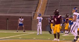 A high school football game was briefly paused after gunshots were heard outside the stadium