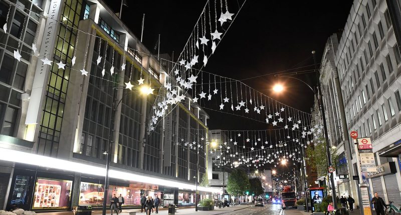 Christmas lights go up in London's Oxford Street ahead of the big switch-on in November