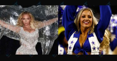 Dallas Cowboys Cheerleaders Give Beyoncé Warm Welcome