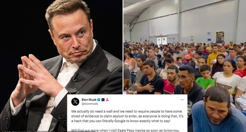 Elon Musk has revealed his support for a border wall, as he claimed migrants must have evidence of their asylum claims before being admitted to the country. Just days after announcing an upcoming visit to crisis-hit Eagle Pass , Texas , Musk took to X, known as Twitter before he bought it, to address the thousands who have crossed into the US this month. The town of just 28,000 people has been overwhelmed by migrants in recent days, with border crossings rising to around 8,000 a day in the week ending September 22, according to the Washington Office of Latin America.