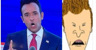 'Even Vivek's hair can't stand him': Presidential debate viewers are distracted by Vivek Ramaswamy's 'high' hair as social media is flooded with memes comparing him to Butt-Head and Jimmy Neutron