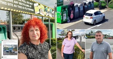 Fury over crackdown on the recycling bank 'fly-tippers': How councils are setting up cameras and issuing fines to stop people leaving items NEXT to recycling bins despite claims from locals that they are always full and are never emptied
