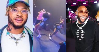 Hilarious moment, Davido runs off stage as Poco Lee surprises him in UK