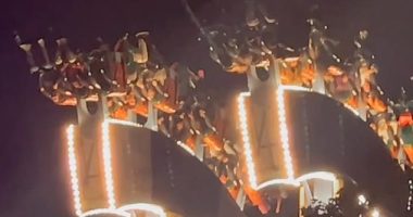 The Lumberjack, a swinging axe ride located at the thrill-packed amusement haven in Vaughn, Ontario, suddenly ground to a halt in a terrifying blunder at around 10:30pm on Saturday night