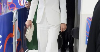 Kate attends the Rugby World Cup wearing one of her favourite Alexander McQueen suits