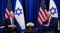 'Surprised they haven't asked me about the auto strike. They usually ask about things that have nothing to do with what we're talking about,' President Joe Biden (right) told Israeli Prime Minister Benjamin Netanyahu (left) as reporters were being escorted from their meeting