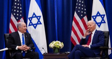 'Surprised they haven't asked me about the auto strike. They usually ask about things that have nothing to do with what we're talking about,' President Joe Biden (right) told Israeli Prime Minister Benjamin Netanyahu (left) as reporters were being escorted from their meeting