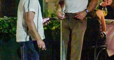 Night out: Joe Jonas appeared in deep conversation while having dinner with his brother Nick as it was revealed his estranged wife Sophie Turner has sued him