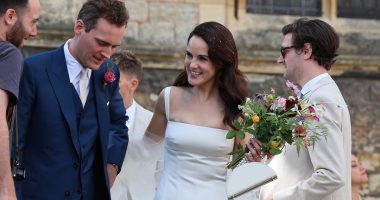 Michelle Dockery marries Phoebe Waller-Bridge's brother Jasper in London - seven years after her fiancé John Dineen tragically died of cancer aged just 34