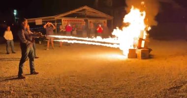 A flamethrower and comments about book burning ignite a political firestorm in Missouri