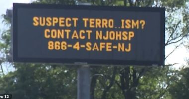 The campaign, which was launched September 1 in New Jersey, projects the eerie message 'suspect terrorism?' on billboards along the state's major interstates