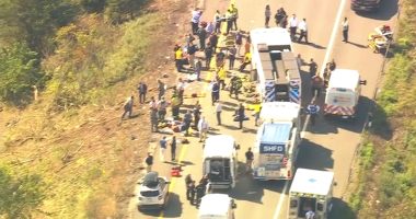 New York bus accident: Bus carrying Long Island students to band camp overturns on I-84 in Wawayanda, New York