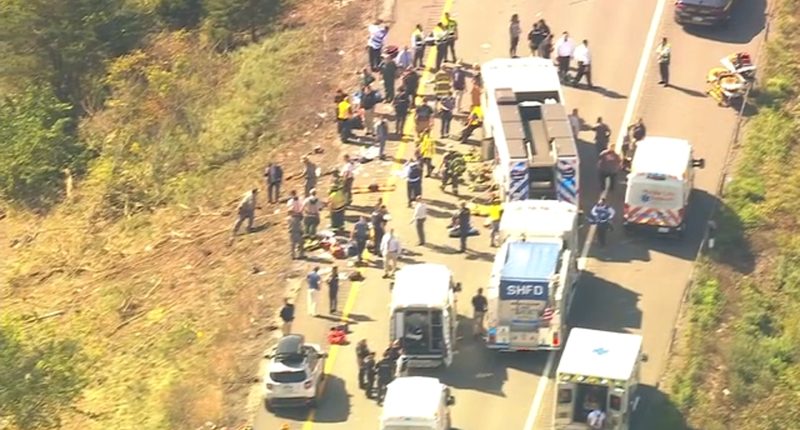 New York bus accident: Bus carrying Long Island students to band camp overturns on I-84 in Wawayanda, New York